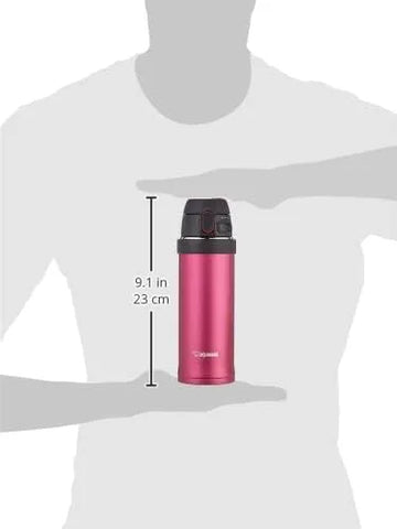 Zojirushi SM-QHE48RK, Flip-and-Go Stainless Mug, 16-Ounce, Hibiscus Red