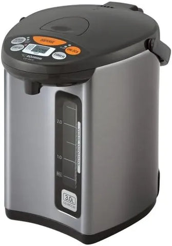 Zojirushi Micom Water Boiler and Warmer CD WCC30, 3.0l, 101 Oz (Silver) | 4 Keep-Warm Temps 160 Degree /175 Degree /195 Degree /208 Degree F, Quick Temp, 700W, Energy-Saving Timer, (101 Oz)