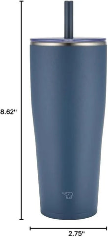 Zojirushi SX-HA89H-AM Stainless Tumbler with Straw 30 ounces Navy Blue