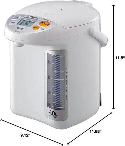 Zojirushi CD LFC40 Micom Water Boiler and Warmer, 4.0 L, 135 Oz (White) | 4.0 L Capacity, Panorama Window Gauge, 4 Keep-Warm Temps Plus Quick Temp, LCD, 800W, Nonstick Interior, (135 Oz)