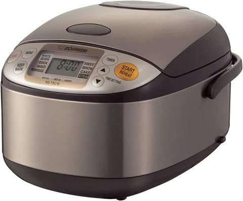 Zojirushi Ns TSC10 5.5 Cup Micom Rice Cooker and Warmer, 1.0l | Micom Fuzzy Logic, Steam and Cake Menus, Keep-Warm, Delay Timer, Includes Steamer Basket and Spatula