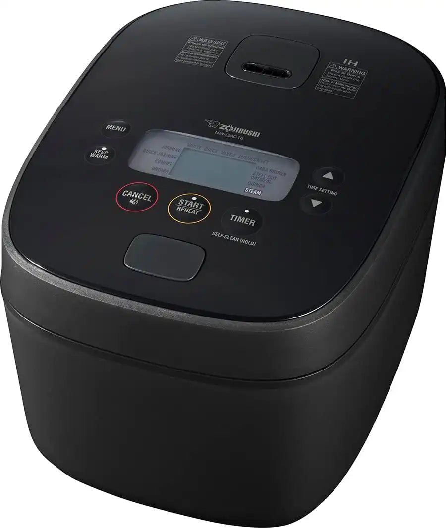 Zojirushi Nw QAC18 10 Cup Induction Rice Cooker and Warmer (Black) | 10-Cup Ih Rice Cooker, Flat-Top, Spherical Double-Nonstick Pan with Measure Lines, 12 Presets, Quinoa)