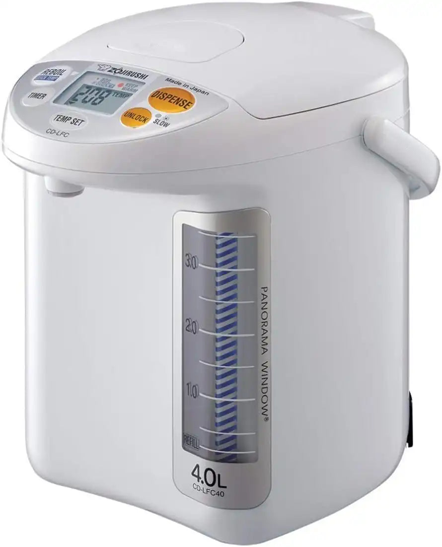 Zojirushi CD LFC40 Micom Water Boiler and Warmer, 4.0 L, 135 Oz (White) | 4.0 L Capacity, Panorama Window Gauge, 4 Keep-Warm Temps Plus Quick Temp, LCD, 800W, Nonstick Interior, (135 Oz)