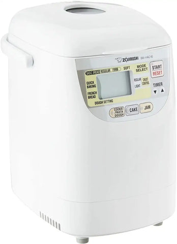 Zojirushi Bb HAC10 Home Bakery Mini Breadmaker, 1 Lb (White) | Bakes 1-Lb Loaves, 13-Hour Delay Timer, Quick-Bake under 2 Hrs, Dough and Jam and Cake Settings, Nonstick Pan and Kneader