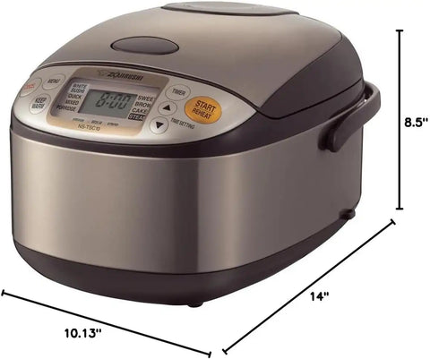 Zojirushi Ns TSC10 5.5 Cup Micom Rice Cooker and Warmer, 1.0l | Micom Fuzzy Logic, Steam and Cake Menus, Keep-Warm, Delay Timer, Includes Steamer Basket and Spatula