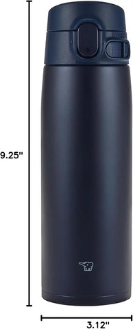 Zojirushi SM-VA60-AD Water Bottle, One-Touch Stainless Steel Mug, Seamless, 20.3 fl oz (600 ml), Navy