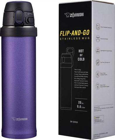 Zojirushi SM-QHE60VK, Flip-and-Go Stainless Mug, 20-Ounce, Purple Dusk