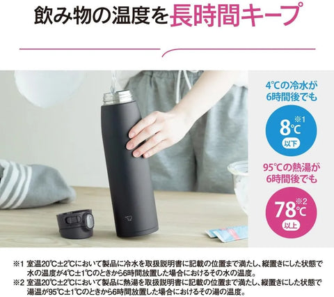 Zojirushi SM-VS95-BA Water Bottle, One-Touch Stainless Steel Mug, Seamless, 32.4 fl oz (950 ml), Black