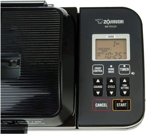Zojirushi Bb PDC20BA Virtuoso Plus 2 Lb Breadmaker, Black | 2-Lb Loaf, Dual Kneading Blades and Lid and Bottom Heaters for Even Baking, Gluten-Free, Vegan and Rapid Programs, 120v/700w