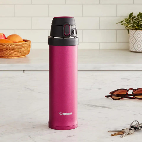 Zojirushi SM-QHE60RK, Flip-and-Go Stainless Mug, 20-Ounce, Hibiscus Red