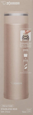 Zojirushi SM-JTE46PX Stainless Steel Travel Mug with Tea Leaf Filter, 16-Ounce, Pink Champagne