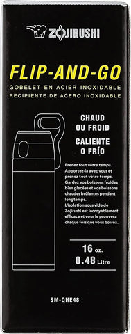 Zojirushi SM-QHE48RK, Flip-and-Go Stainless Mug, 16-Ounce, Hibiscus Red