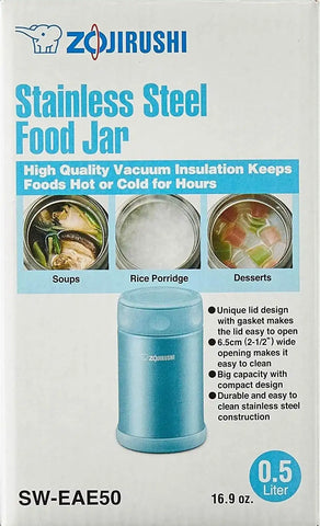 Zojirushi Stainless Steel Food Jar, 17-Ounce, Aqua Blue
