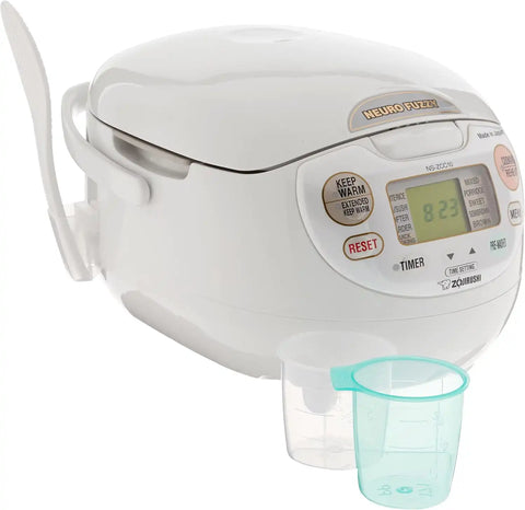 Zojirushi Ns ZCC10 Neuro Fuzzy Rice Cooker and Warmer (White) | 5.5-Cup Neuro Fuzzy Rice Cooker, Menu Settings for White, Brown, Porridge, Quick, Nonstick Spherical Pan, Made in Japan